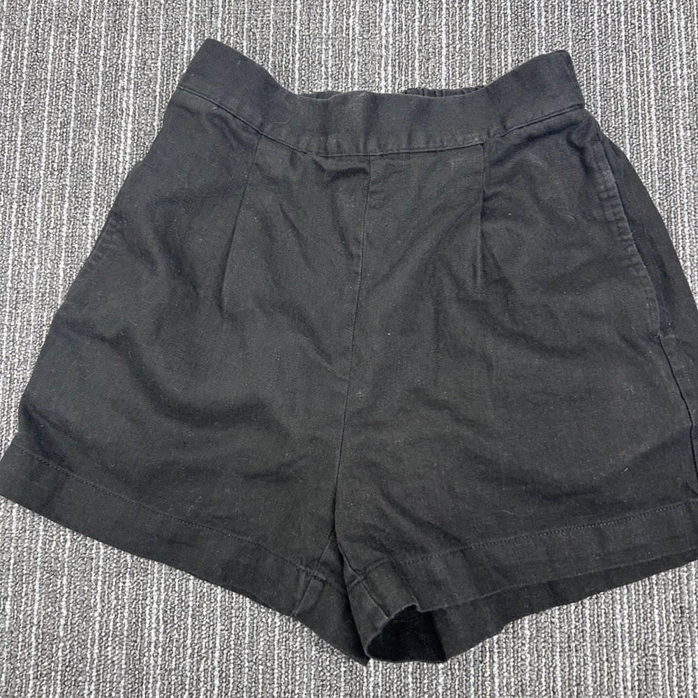 Madewell High Waist Black Shorts 52% linen